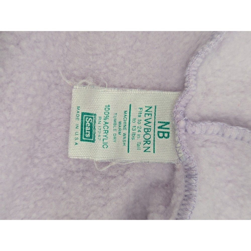 Sears USA made Acrylic newborn baby girl vintage purple hoodie sweatpants set - Picture 4 of 9